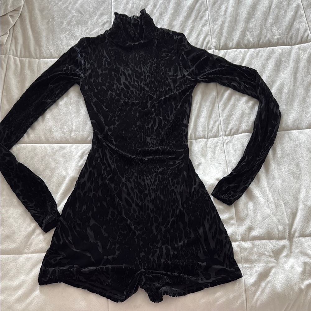 Naked Wardrobe Black Velvet Jumpsuit